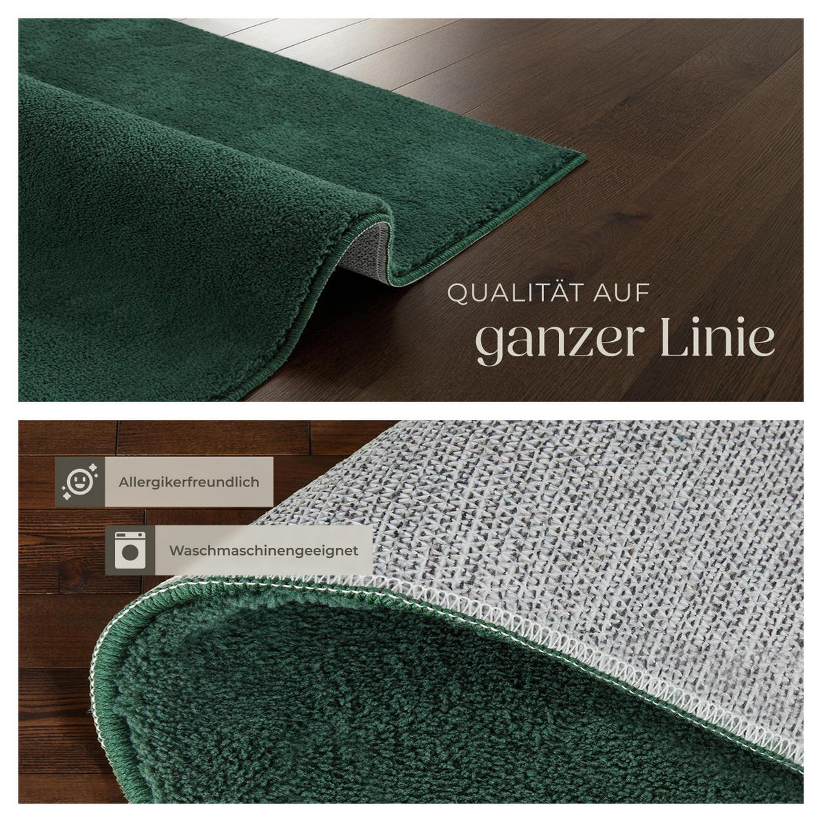 KURZFLORTEPPICH Soft Zone,rutschfeste Unterseite,grün - Grün, Kunststoff (290/200cm) - tectake