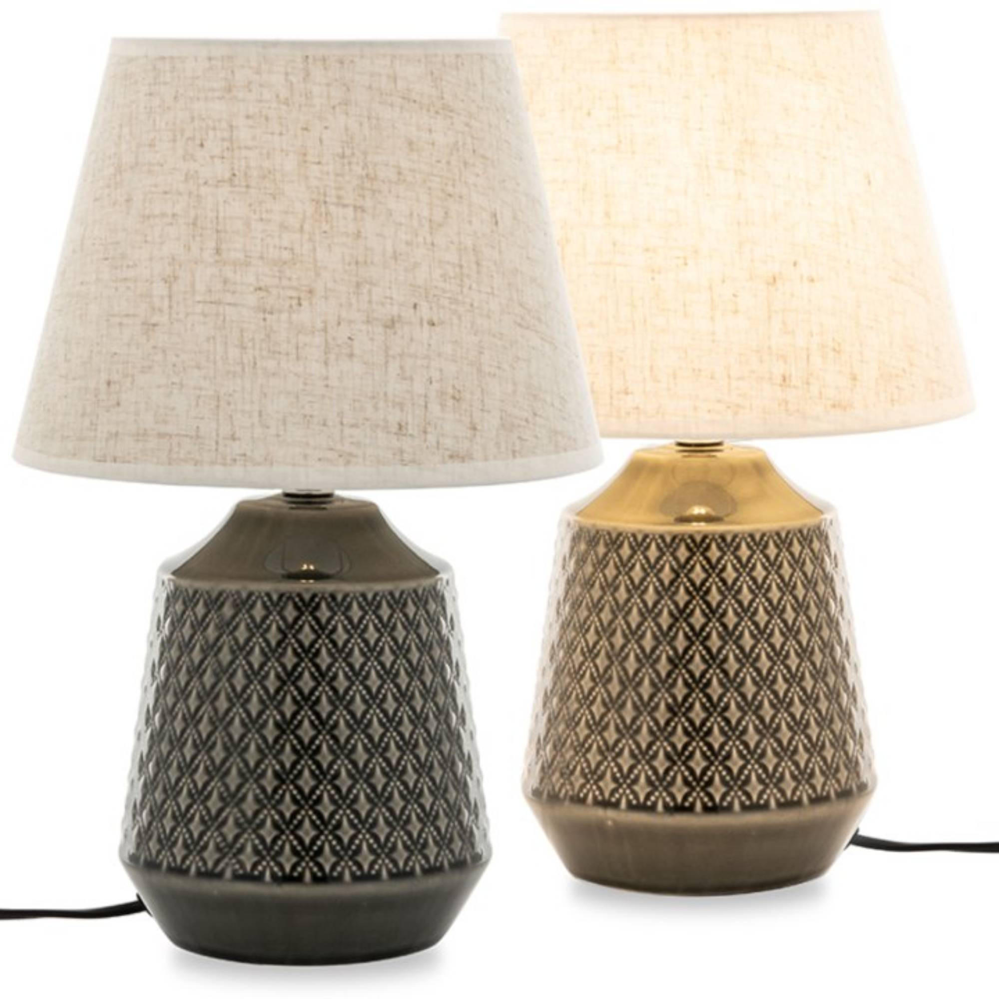 TISCHLAMPE SOPI 2-er Set, Beige/Marineblau - Blau/Beige, Keramik/Textil (25/25/39cm) - KONSIMO®