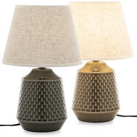 TISCHLAMPE SOPI 2-er Set, Beige/Marineblau - Blau/Beige, Keramik/Textil (25/25/39cm) - KONSIMO®