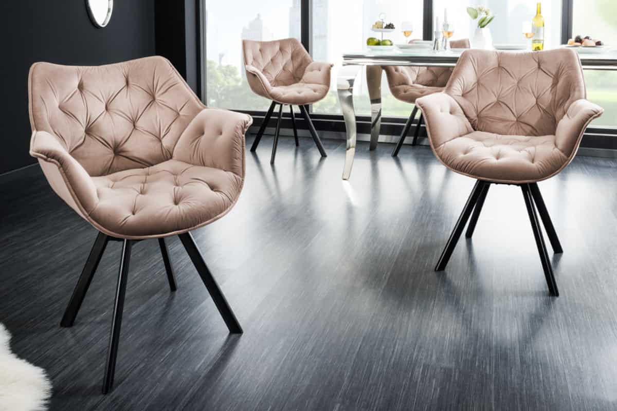 STUHL THE DUTCH COMFORT Samt Champagner 80 cm - Champagner/Beige, Textil/Metall (68/81/65cm) - riess-ambiente