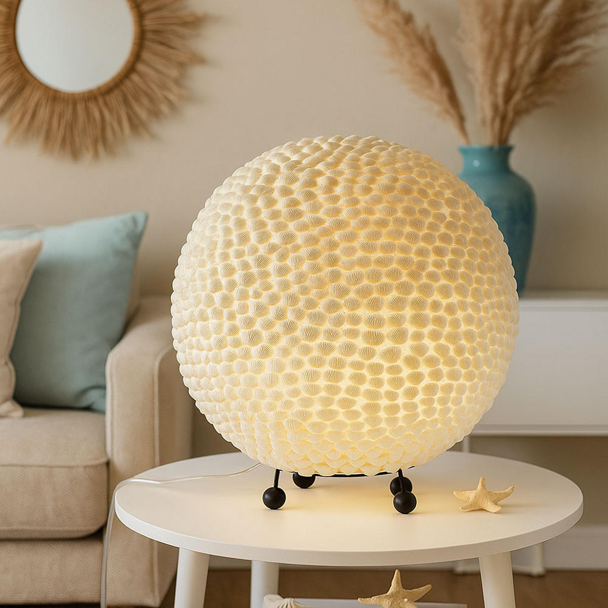 LED TISCHLEUCHTE Bali Weiß - Weiß, Metall (25/25/27cm)