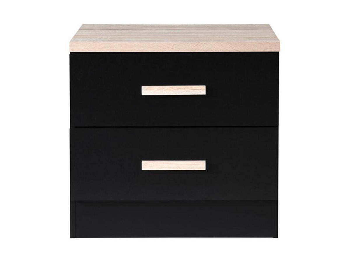 2ER-SET Nachttische mit 2 Schubladen - Schwarz & Naturholz - SKAIDO - Schwarz, Holz (40/50/50cm) - Vente-Unique