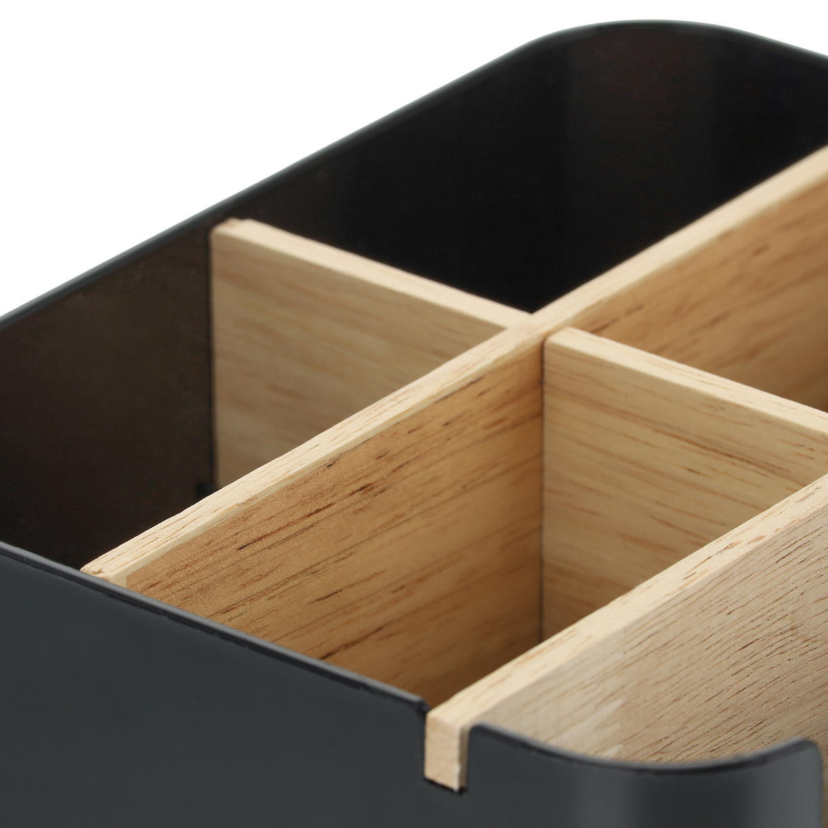 SCHREIBTISCHORGANIZER - Schwarz, Holz/Kunststoff (15/18/9.5cm) - Relaxdays
