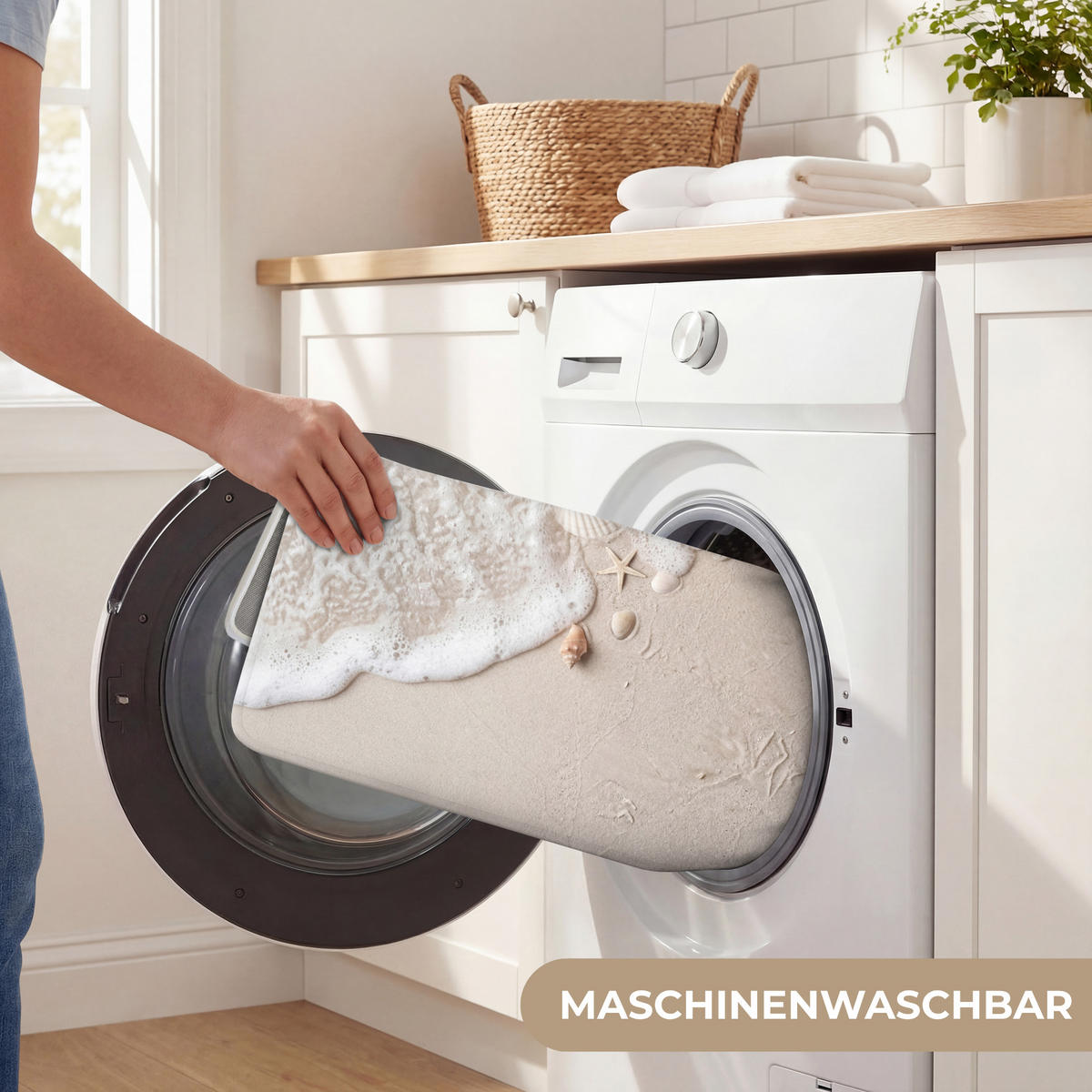 WC-VORLEGER Muscheln - Seesterne - Strand WC Teppich 50x80 cm - Sandfarben, Kunststoff/Textil (50/1cm) - OnlyWow