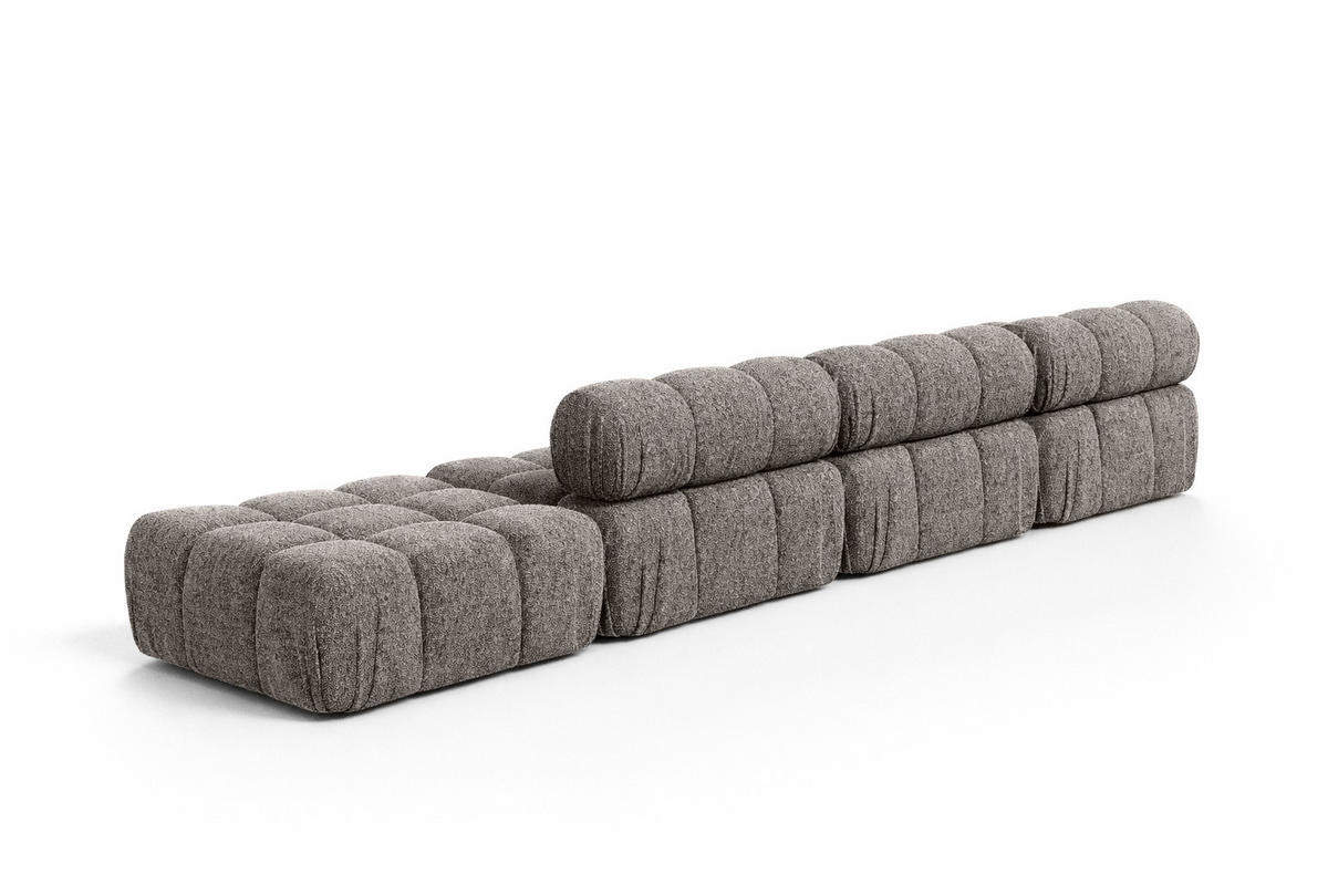 ECKSOFA L-Form XL, Stoff Bouclé Abriamo, Braun, Links, Selia L XL - Braun, Holz (380/160cm) - Kaiser Möbel