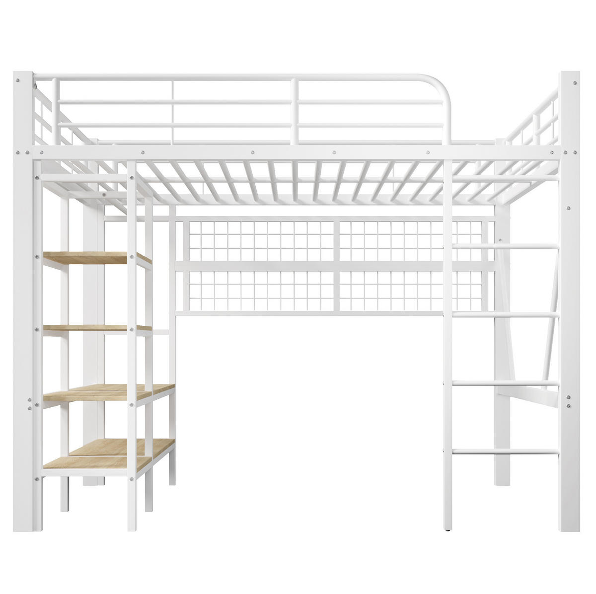HOCHBETT 140/200 cm aus Metall mit LED-Lichtleiste und Ablagefach Weiß - Weiß, Metall (140/200cm) - Modenvie