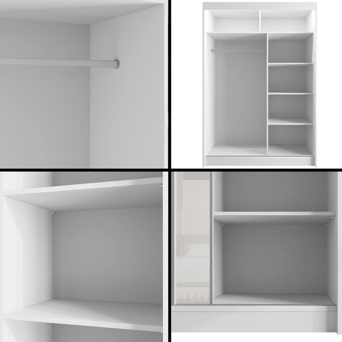 KLEIDERSCHRANK VESLI mit LED - 120 cm - Weiß - Weiß, Holzwerkstoff (120/215/61cm) - ALTDECOR