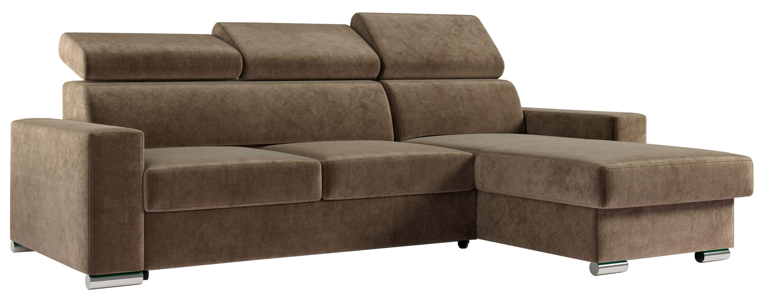 ECKSOFA FOX-L Braun - Silberfarben/Braun, Kunststoff/Textil (242/168cm) - MKS
