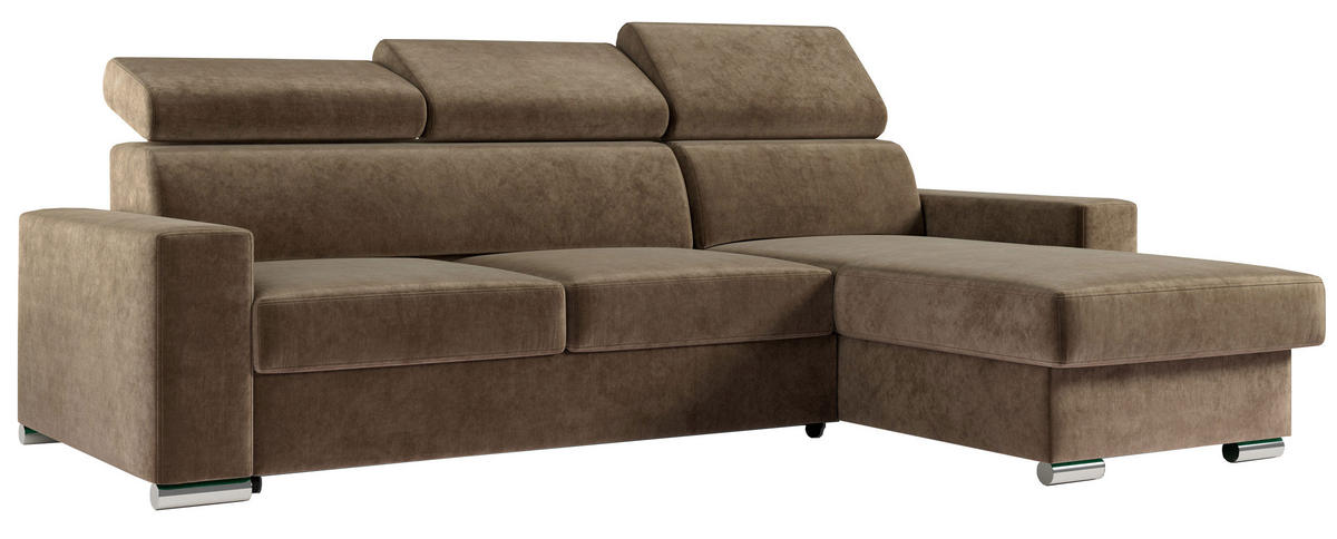 ECKSOFA FOX-L Braun - Silberfarben/Braun, Kunststoff/Textil (242/168cm) - MKS