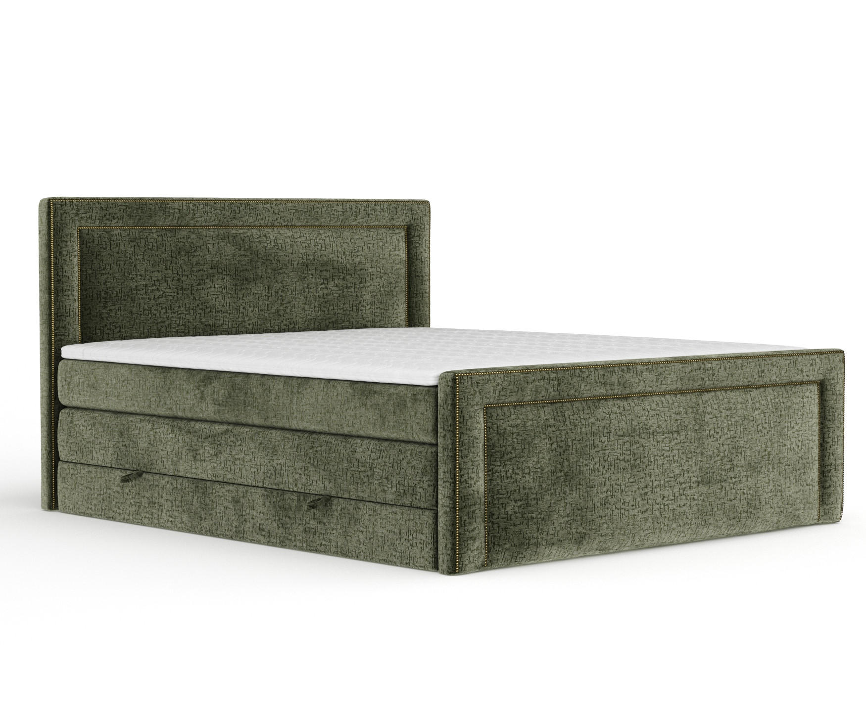 BOXSPRINGBETT Luxora Olivenfarbe 160/200 cm - Schwarz/Olivgrün, Holz/Holzwerkstoff (160/200cm) - Maison de Reve