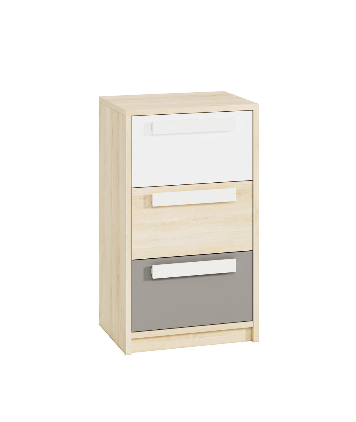 KOMMODE Drop Fjord Buche / weiß / grau 55 / 40 / 94cm - Braun/Weiß, Holz/Holzwerkstoff (55/94/40cm) - Feldmann-Wohnen