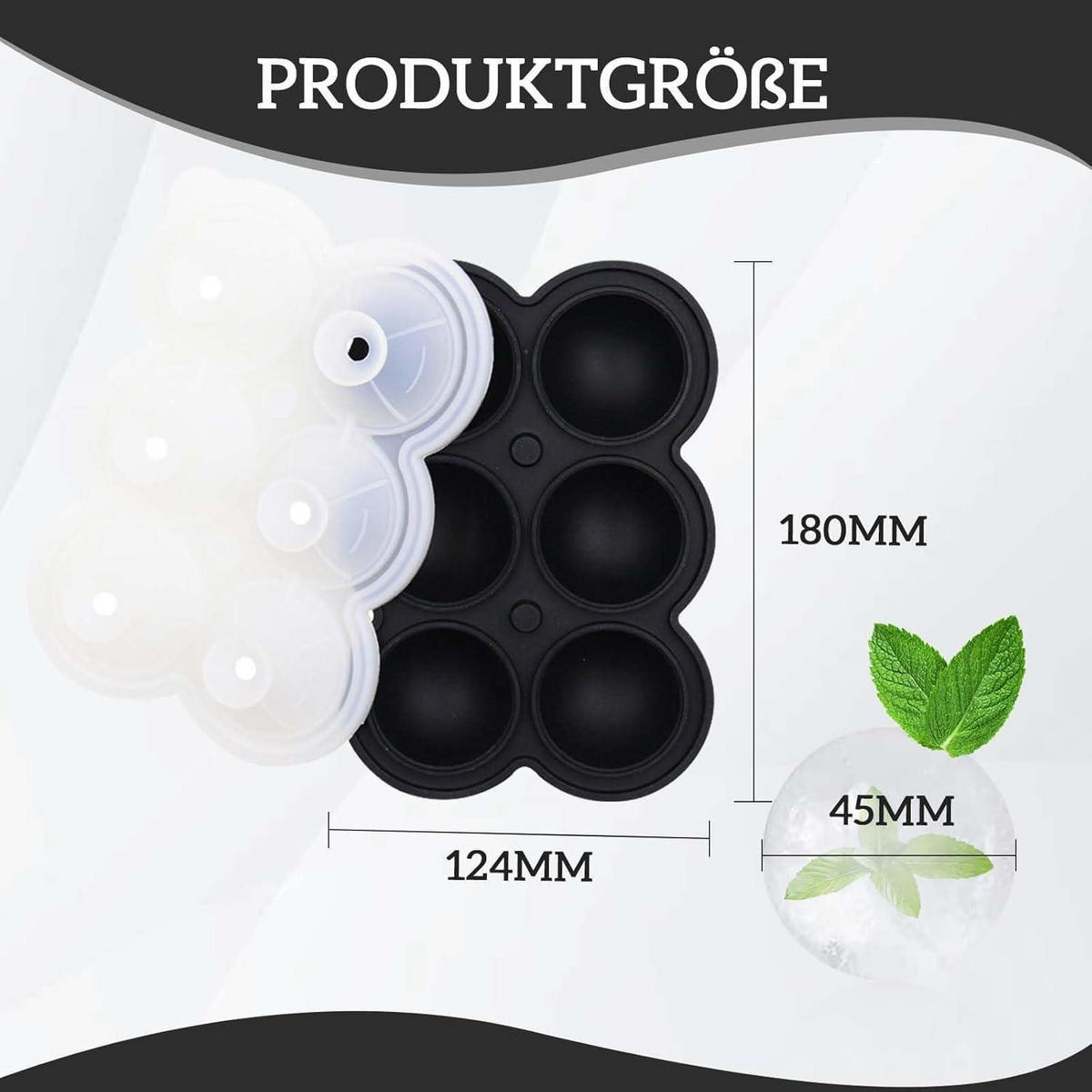 EISWÜRFELFORM 2er-Set Silikon 4.5 cm rund BPA-frei - Multicolor, Kunststoff (15/7.5/18cm)