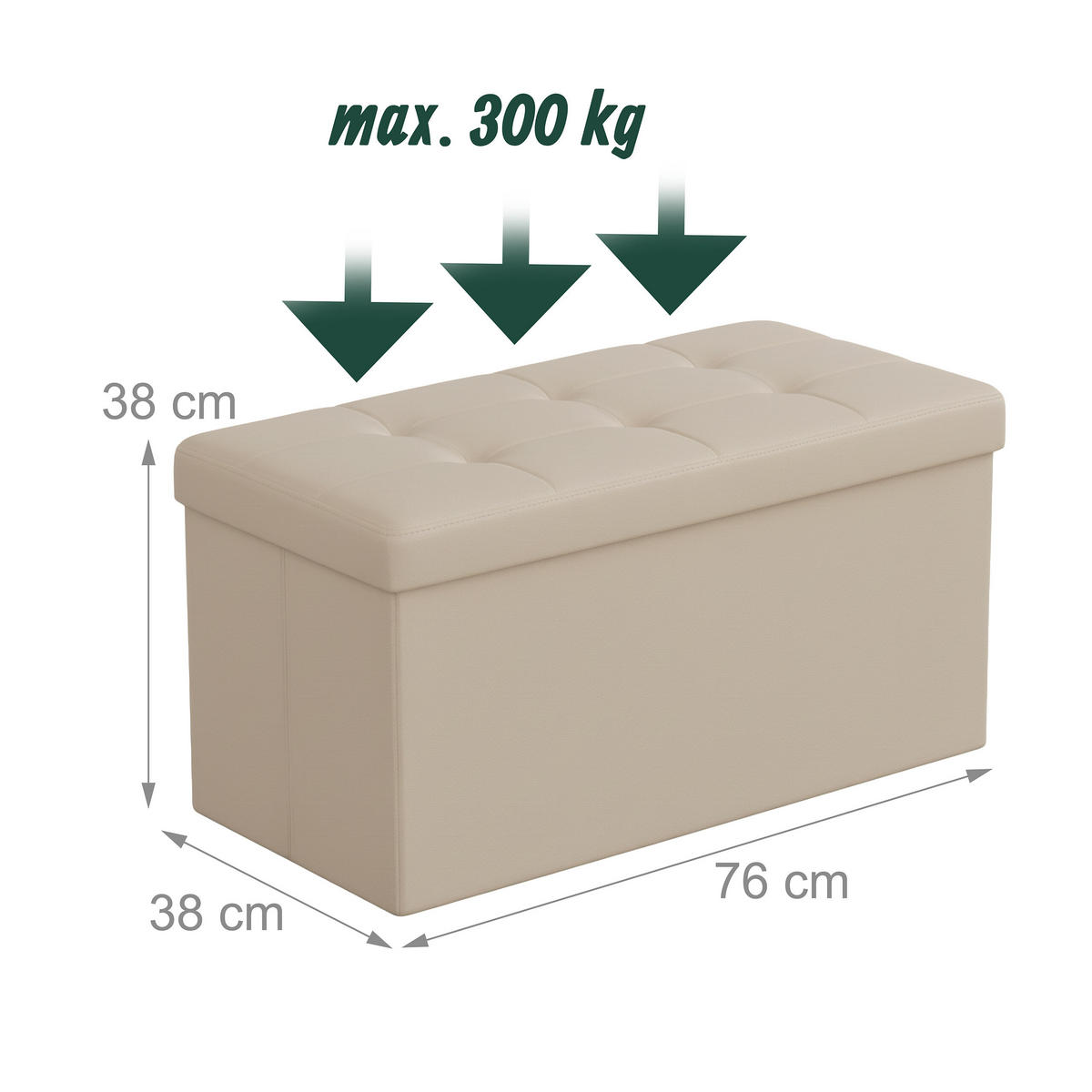 SITZBANK - Beige, Holzwerkstoff/Kunststoff (76/38/38cm) - Relaxdays