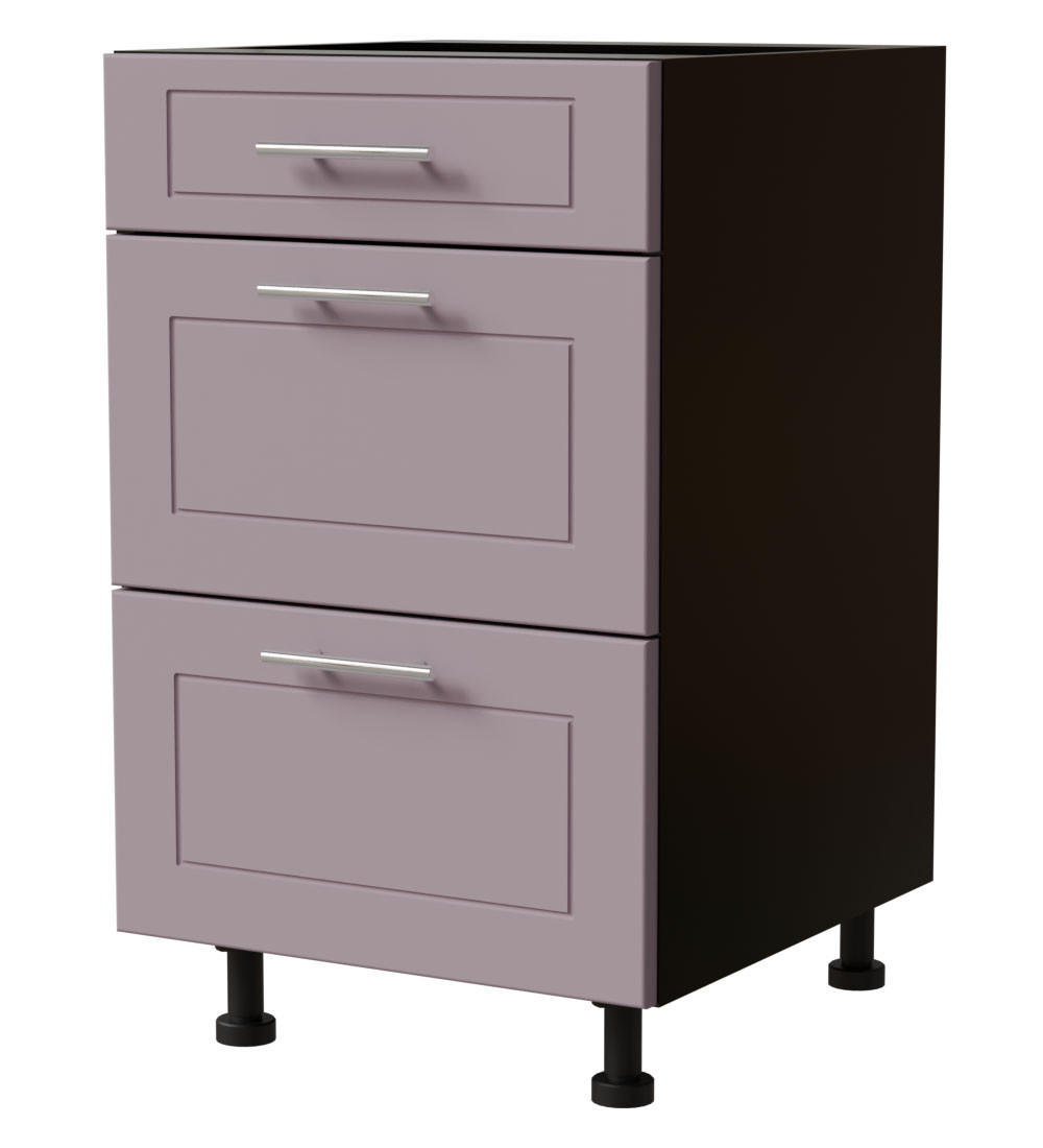 SCHUBLADENUNTERSCHRANK Bari D3/50 Schwarz / RAL 4009 pastellviolett 50 / 50 / 82cm REJS Vollauszug - Violett/Schwarz, Holz/Holzwerkstoff (50/82/50cm) - Feldmann-Wohnen
