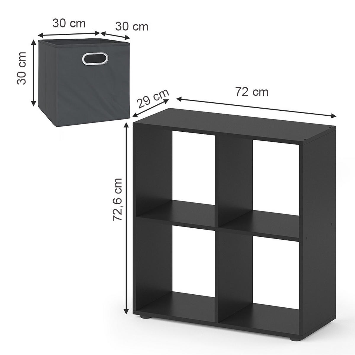 RAUMTEILER Tetra Grau 72 x 72.6 cm - Grau, Holzwerkstoff (72.6/72/29cm) - Vicco