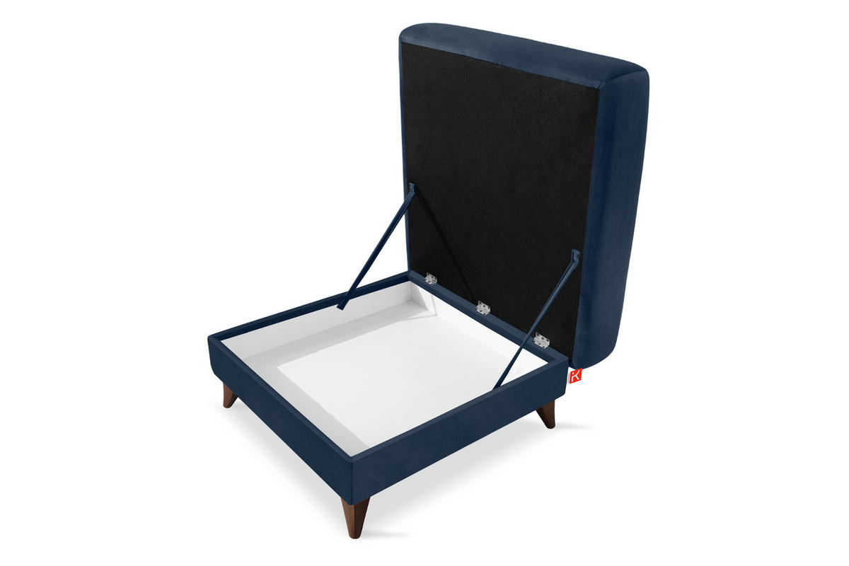 HOCKER GUSTAVO Velours, Dunkelbau - Dunkelblau, Holz/Holzwerkstoff (92/49/92cm) - KONSIMO®