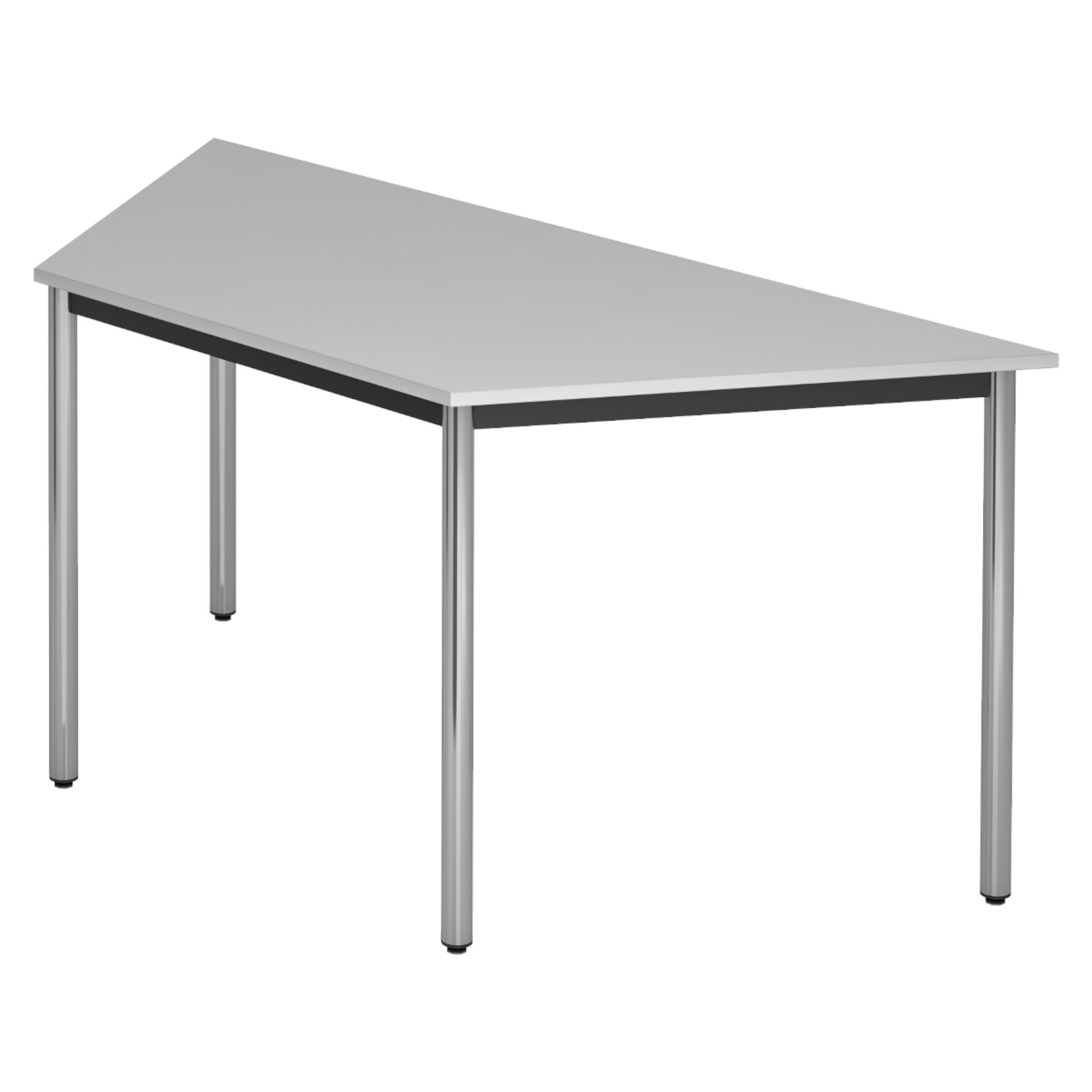 BESPRECHUNGSTISCH Serie-D 69/160/72 cm in Grau/Rundrohr verchromt - Chromfarben/Grau, Holzwerkstoff (69/160/72cm) - bümö