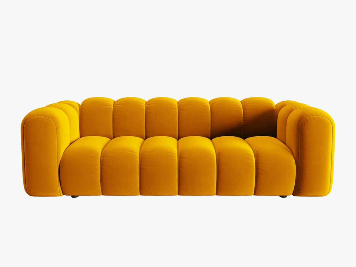 SOFA Lupine aus Samt gelb 3 Sitzplätze - Gelb, Textil (95/70/230cm) - Micadoni