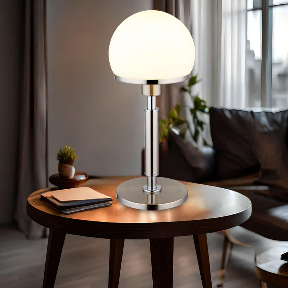 TISCHLEUCHTE Haku Metall Silber - Silberfarben, Glas (18/18/40cm) - Globo Lighting