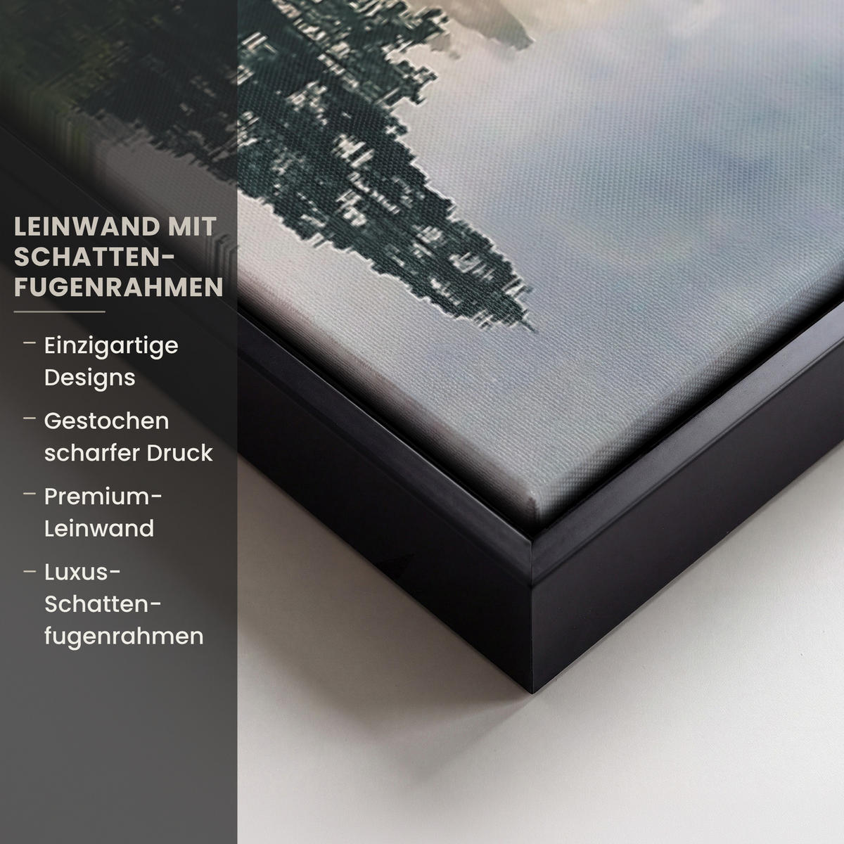LEINWAND Bilder mit Rahmen - Natur - Bäume - Berge - See - Wasser - 40x60 - Hellgrün, Textil (40/60cm) - MuchoWow