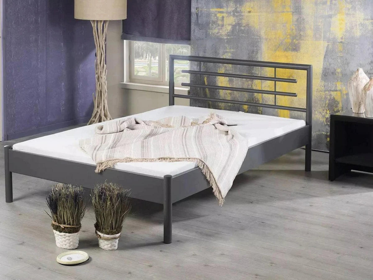METALLBETT Lia / 140 x 220 cm / dunkelgrau - Anthrazit, Metall (140/220cm) - BED BOX
