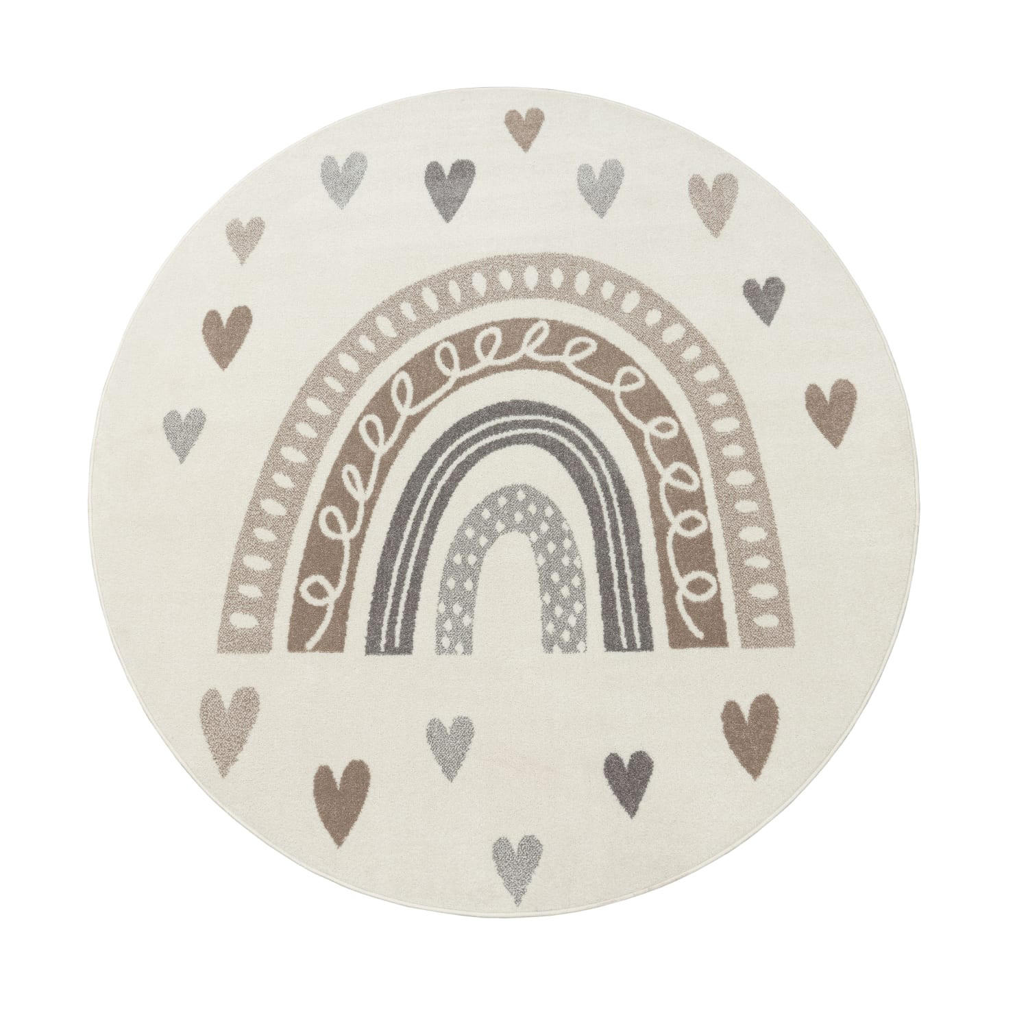 KINDERTEPPICH Regenbogen Kinderzimmer schmutzabweisend Beige Rund 120D - Beige, Textil (120/120cm) - KADIMA DESIGN