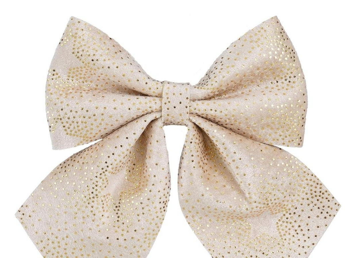 WEIHNACHTSSCHLEIFE creme mit Goldmuster, 20 × 23 cm - Creme, Naturmaterialien (23cm) - LAALU