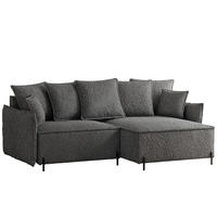 ECKSOFA MARCO Rechts, mit Schlaffunktion und Bettkasten, Dunkelgrau - Dunkelgrau, Textil/Metall (221/148cm) - Idohome