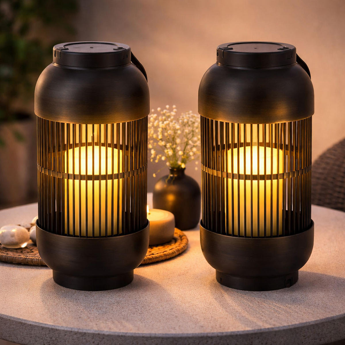 LED AUSSENLEUCHTE Solar Schwarz 2er Set - Schwarz, Kunststoff (14.5/14.5/33cm)