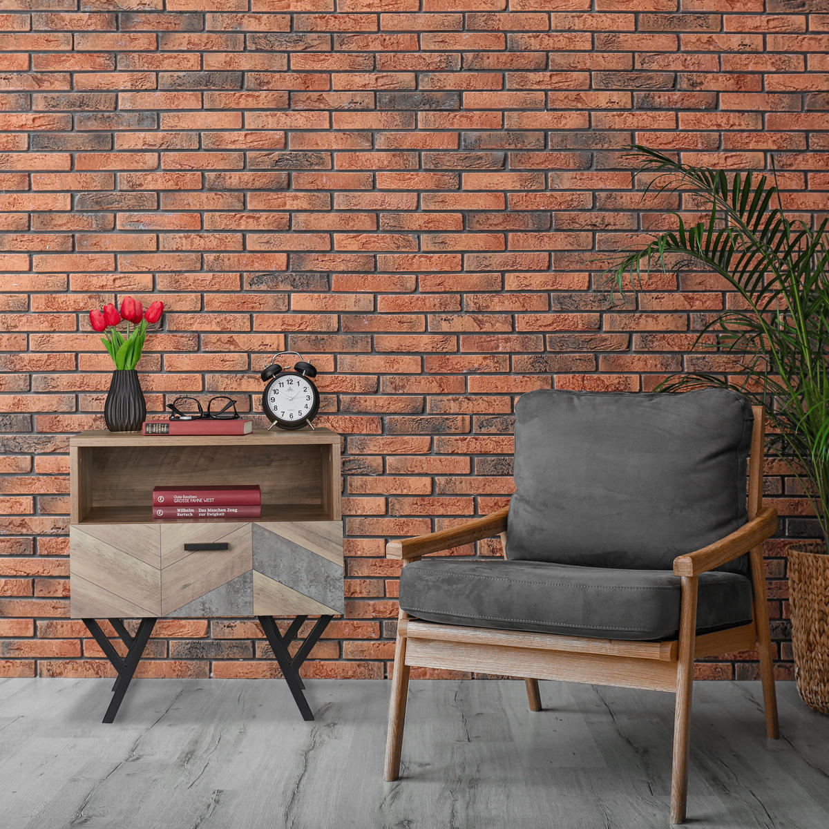 NACHTTISCH - Hellbraun, Holzwerkstoff/Metall (42/50/53cm) - Relaxdays