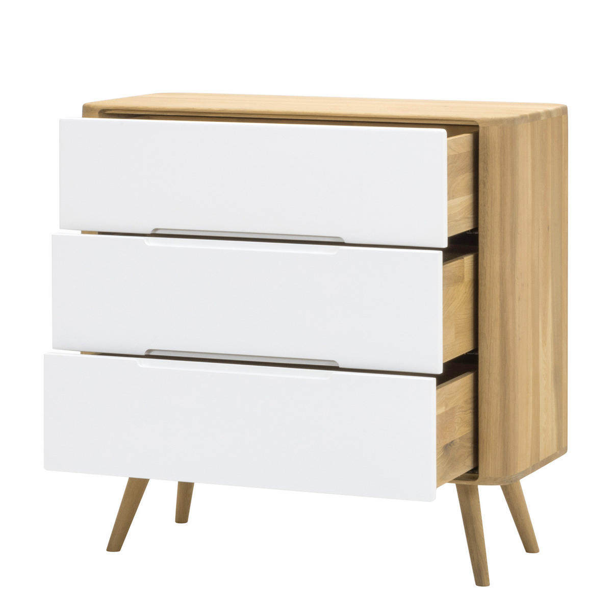 KOMMODE - Wildeiche teilmassiv - Weiß / Wildeiche - Weiß, Holzwerkstoff (90/90/42cm) - home24