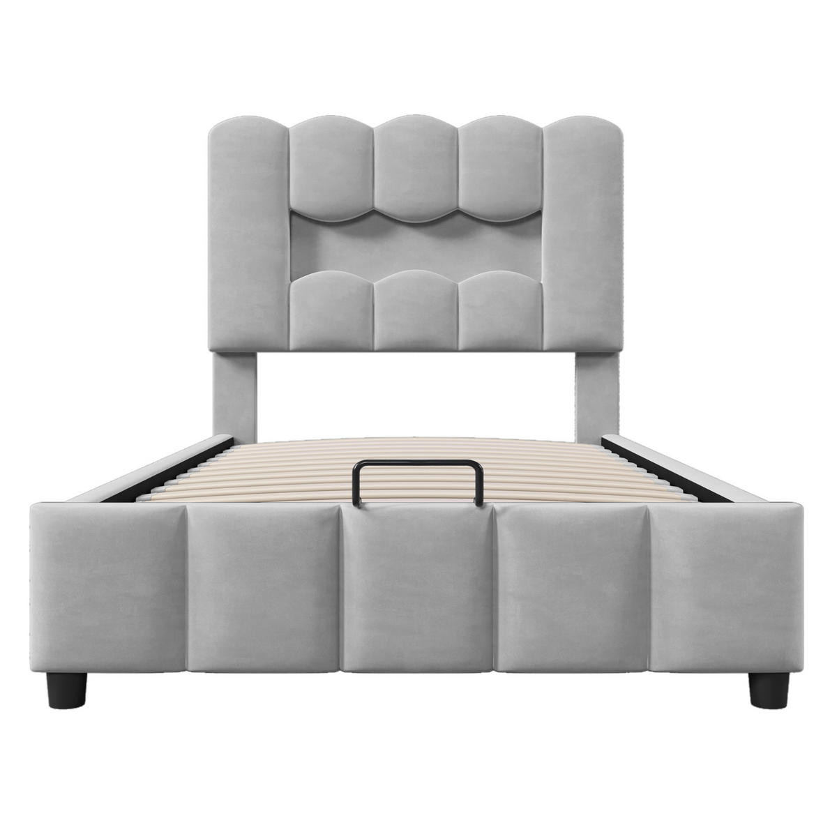 POLSTERBETT mit Stauraum und LED 90x200 cm Samt Grau - Grau, Metall (90/200cm) - Meubliv