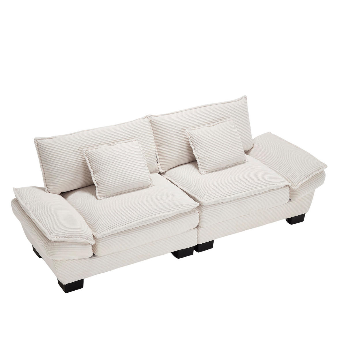 SOFA 2-Sitzer mit Kissen aus Velvet Beige 224/81/81 cm - Beige, Textil (224/81/81cm) - OKWISH