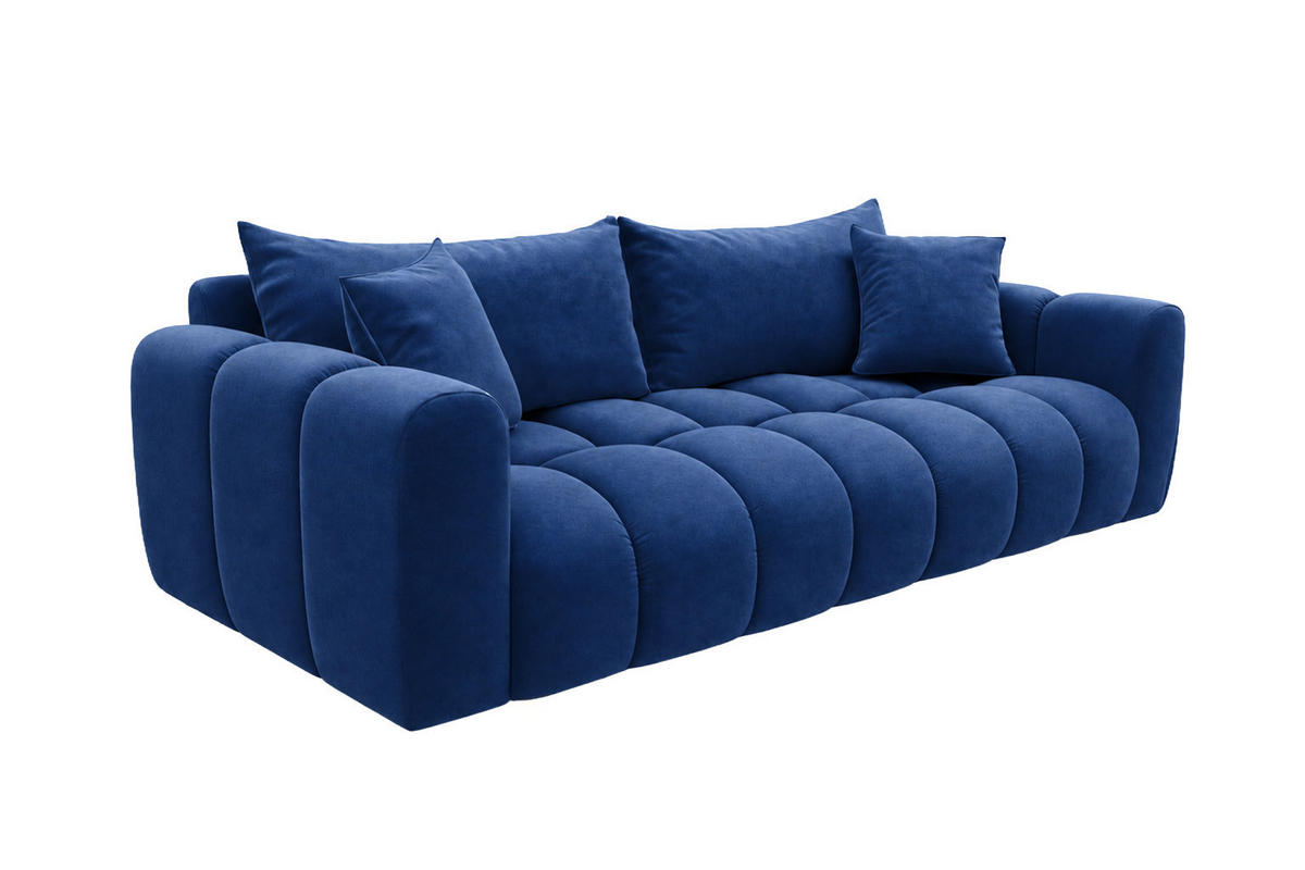 ROZKLÁDACÍ POHOVKA s úložným prostorem, velurová tkanina Bluvel, Inkoustově modrá, COSMOPOLITAN - modrá, dřevo (240/97cm) - Kaiser Möbel