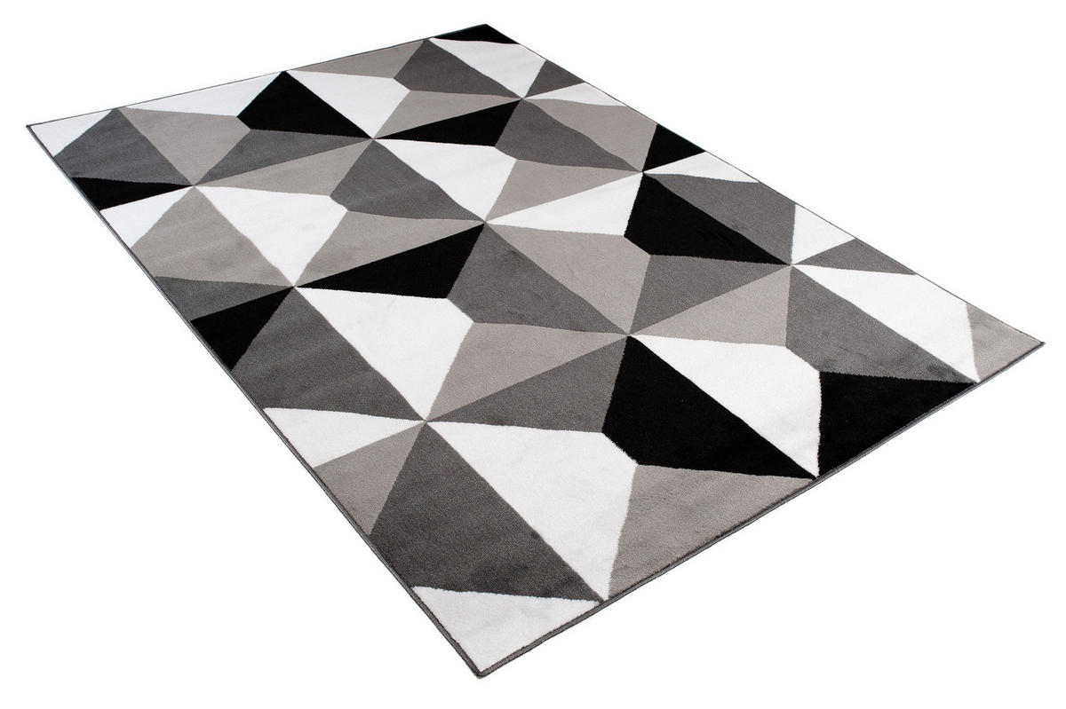 TEPPICH MAYA Grau Vierecke Geometrisch Figuren 130/190 cm - Grau, Textil (130/190cm) - Tapiso