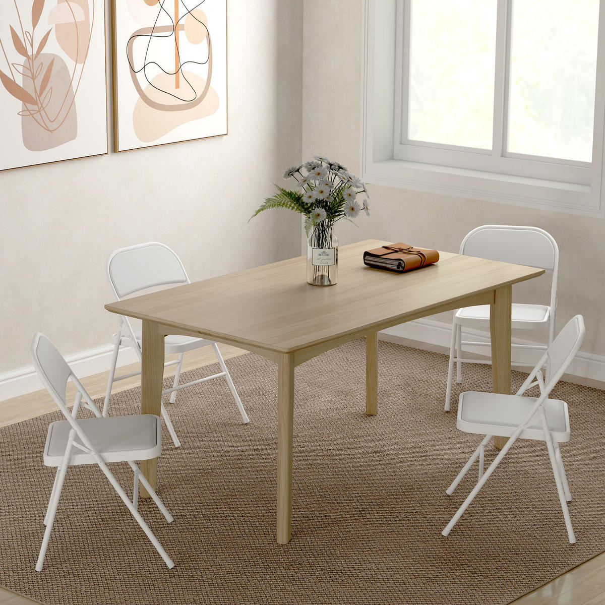 KLAPPSTUHL 4er-Set Weiß 46.0/45.0/78.0 cm - Weiß, Leder (45/78/46cm)