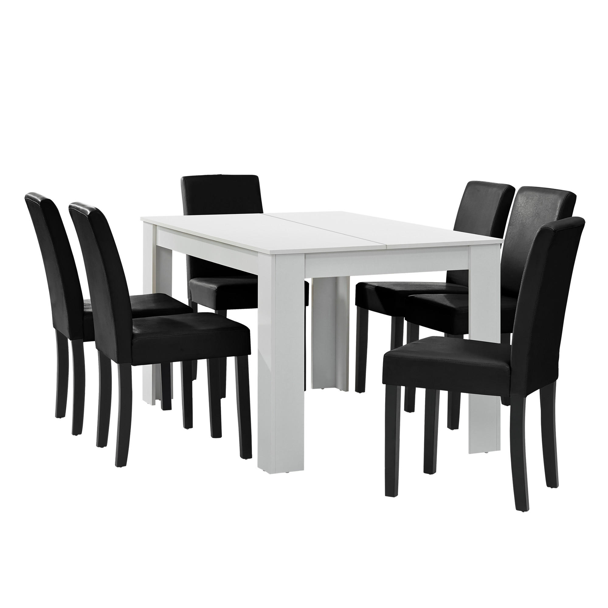 TISCHGRUPPE Forssa - Schwarz/Weiß, Holz/Holzwerkstoff (140/77/90cm) - [en.casa]