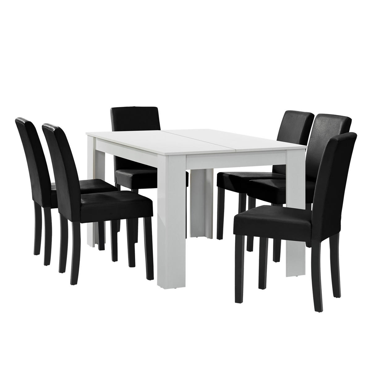 TISCHGRUPPE Forssa - Schwarz/Weiß, Holz/Holzwerkstoff (140/77/90cm) - [en.casa]
