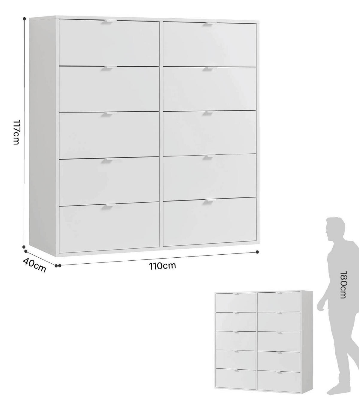 KOMMODE Die Stilvolle - Weiß, Holzwerkstoff (110/117/40cm) - Mokebo