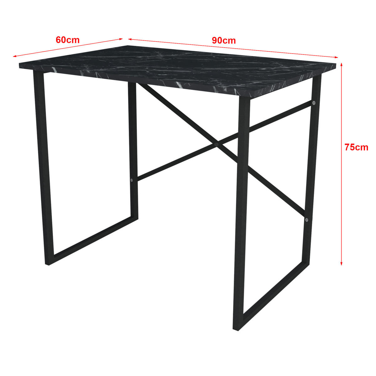 SCHREIBTISCH Tjeldsund - Schwarz, Holzwerkstoff/Metall (60/90/75cm) - [en.casa]