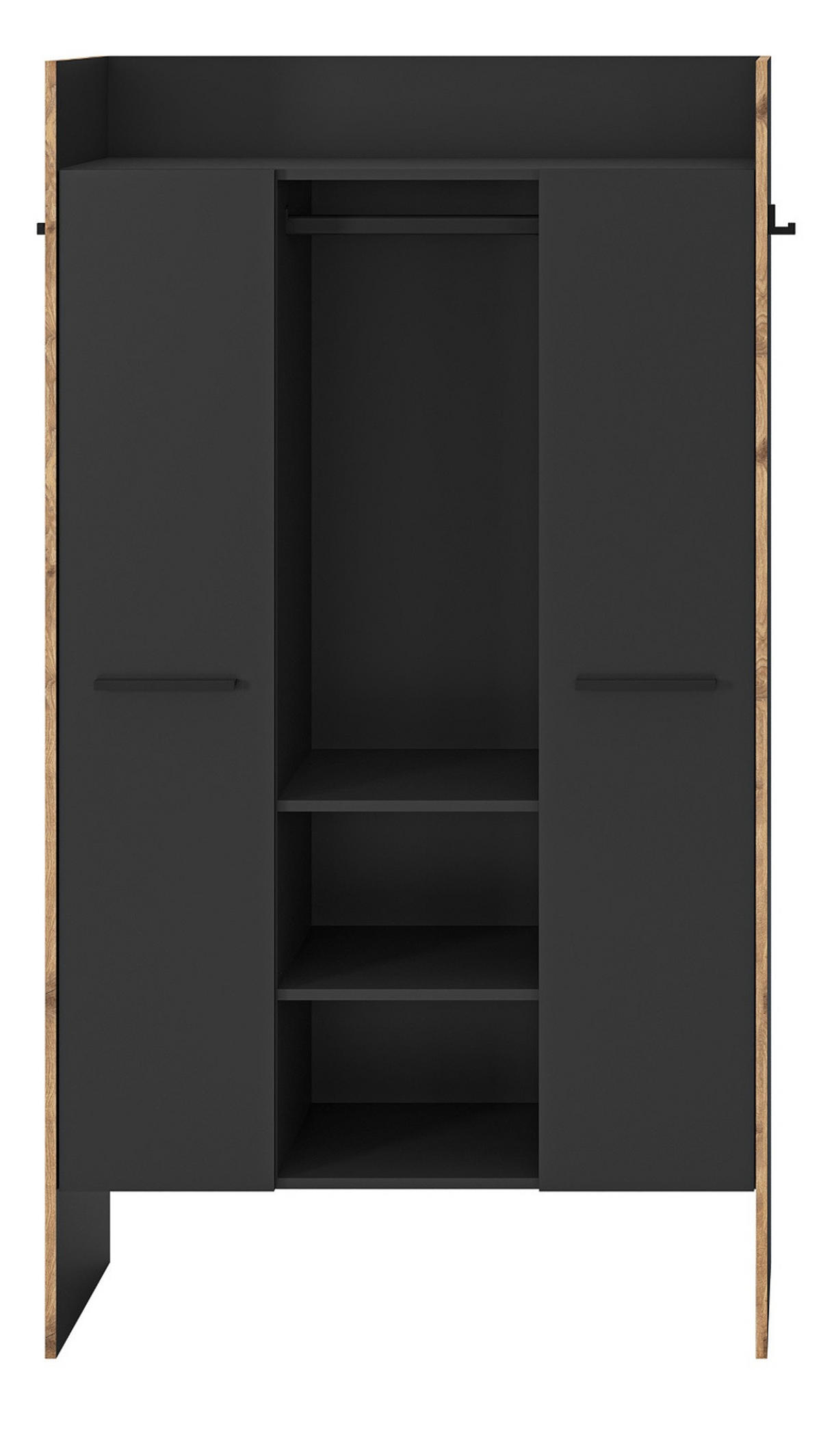 GARDEROBE grau und Nox Eiche, Kompaktgarderobe 105 x 189 cm, Salud - Dunkelgrau/Schwarz, Holzwerkstoff/Kunststoff (105/189/37cm) - Inn.Furn