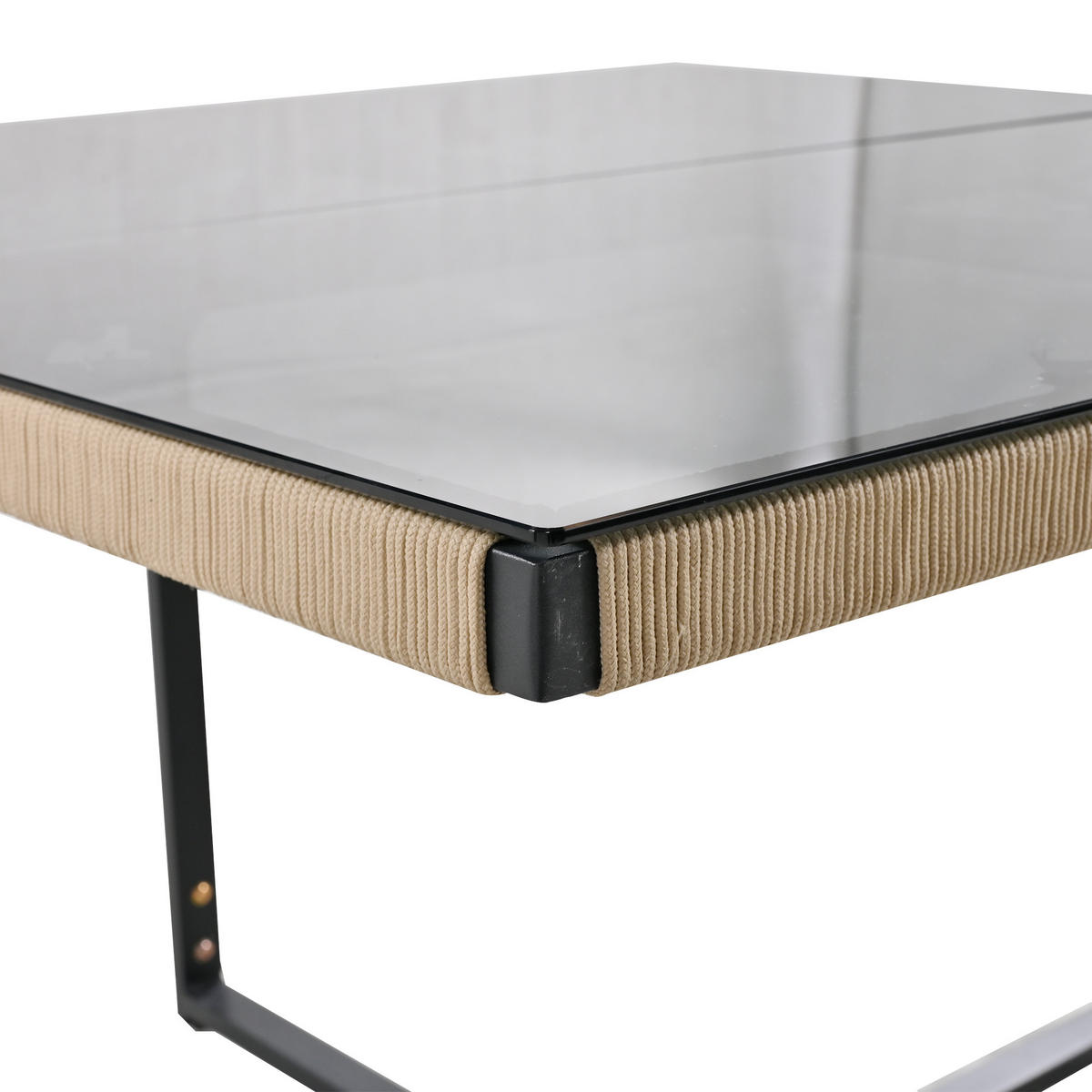 GARTENMÖBEL 110x110x74cm beige aus Eisen und mit Seil - Beige, Metall - Modfu