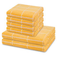 FROTTIERSET Sensual Skin Karo 6-teilig - Gelb, Textil (50/100cm) - Ross