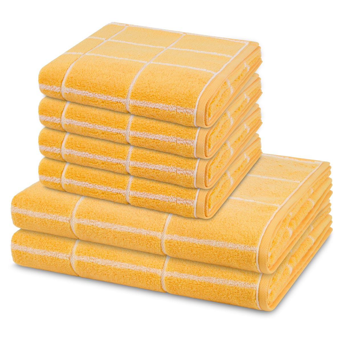 FROTTIERSET Sensual Skin Karo 6-teilig - Gelb, Textil (50/100cm) - Ross