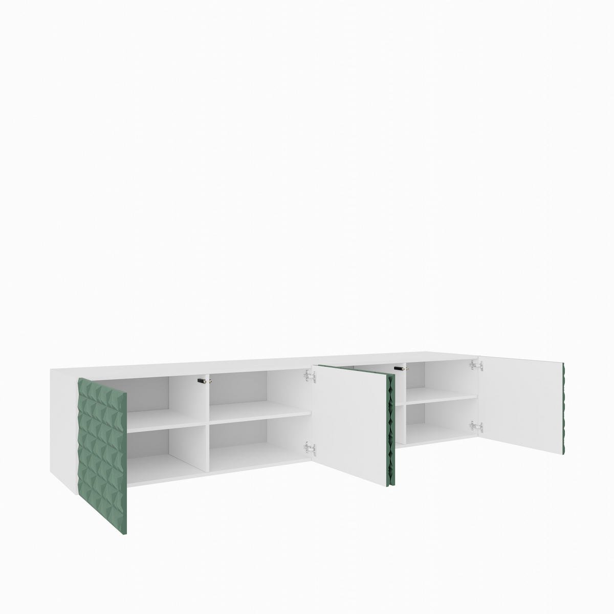 TV-SCHRANK Cali 200 cm (2x100) viertürig, weiß, grün - Weiß/Olivgrün, Kunststoff (200/41/40cm) - Margaret Hadas24