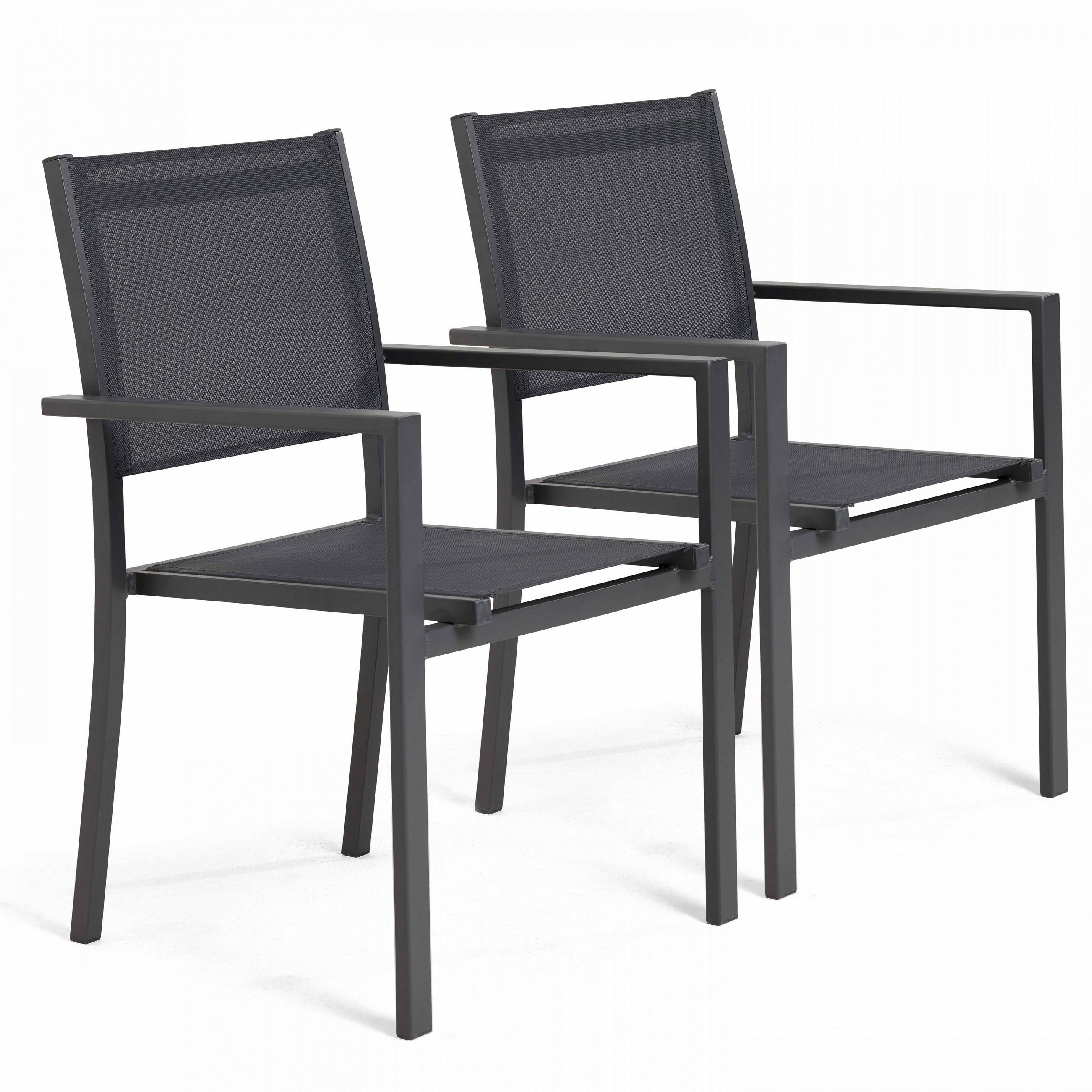 GARTENSTUHL 2-tlg., Grau - Grau, Metall (57/90/55cm) - Oviala