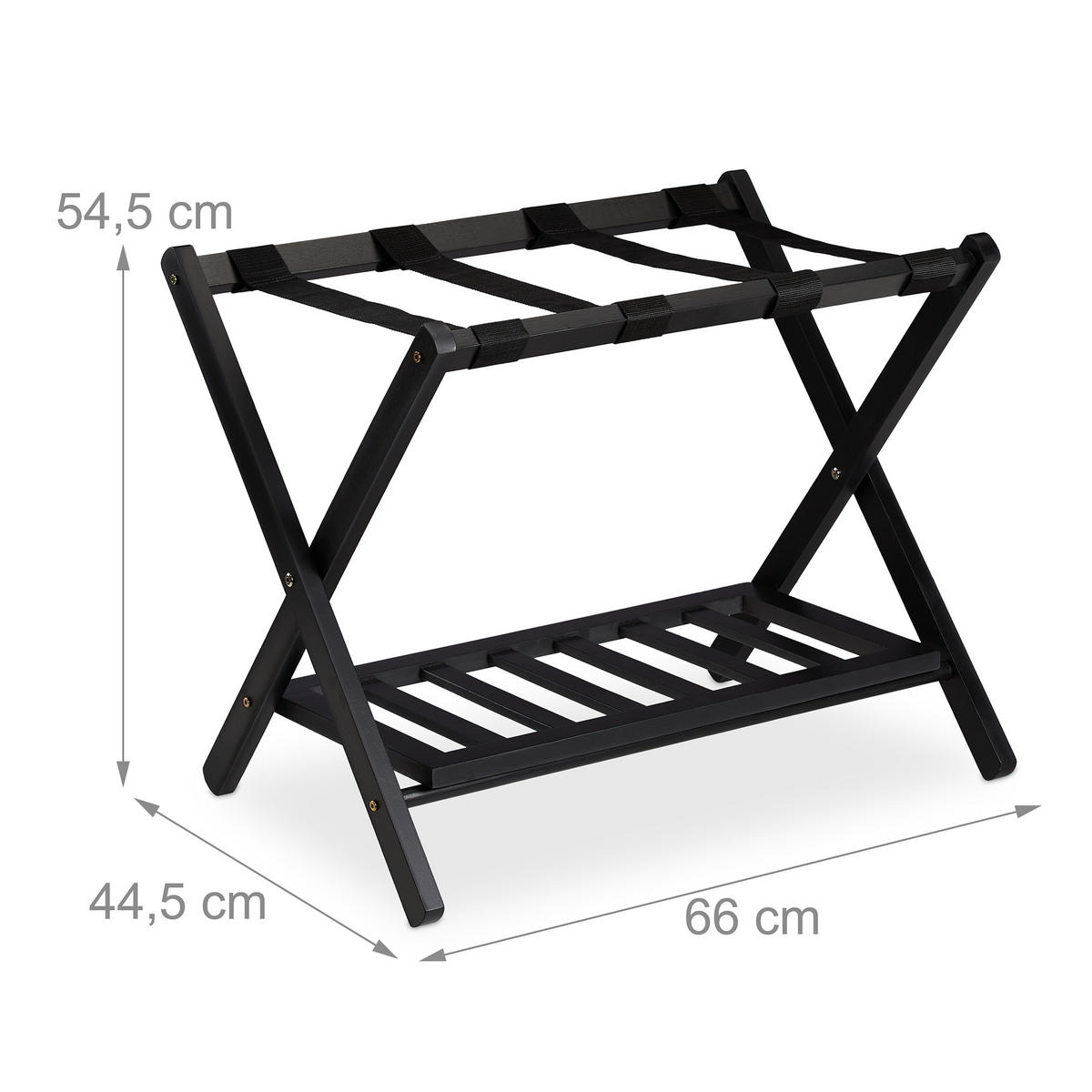 KOFFERSTÄNDER - Schwarz, Holz/Textil (66/54.5/44.5cm) - Relaxdays