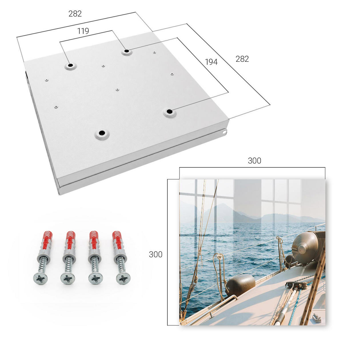 SCHLÜSSELBOX Weiß 30x30 cm – Türöffnung nach rechts - Seereise - Blau, Metall (30/30/5cm) - TULUP