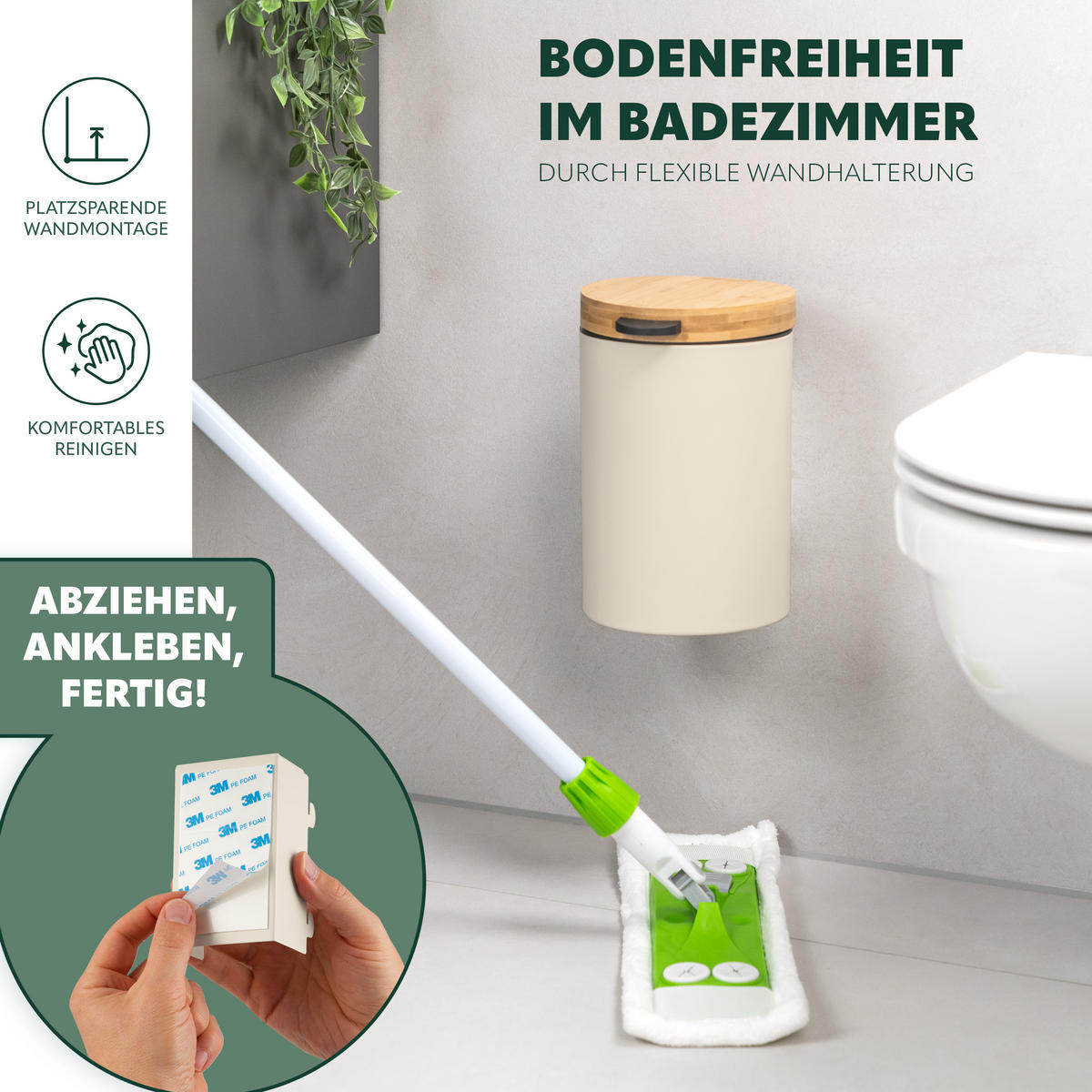 WAND-KOSMETIKEIMER 3 L, rund, beige - Beige, Metall (17/25/23cm) - bremermann