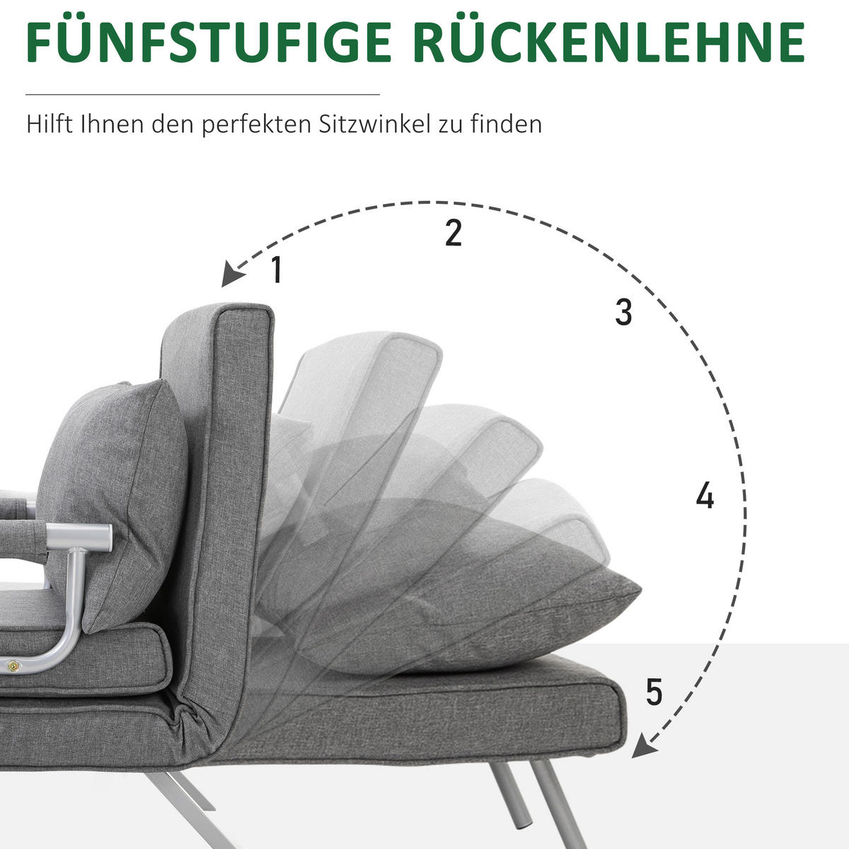 3-IN-1 Schlafsofa Schlafsessel Armlehne Klappbett Gästebett Chaiselongue Grau - Hellgrau, Kunststoff (69/80/65cm) - HOMCOM